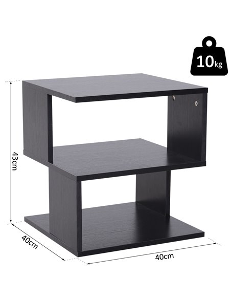 HOMCOM Contemporary Square Coffee Table with 2 Tier Storage Shelves, Wooden Side Table for Living Room, Black 833-619BK - pic 55658 | FastDaddyshop