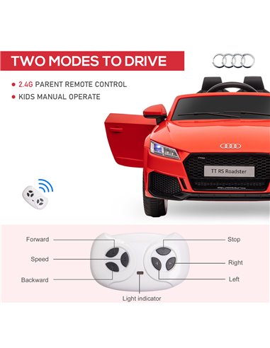 HOMCOM Compatible for 12V Rechargeable Battery Ride On Car w/ Remote Forward Reverse Lights Horn MP3 Player Red w/ Seat Belt Aud