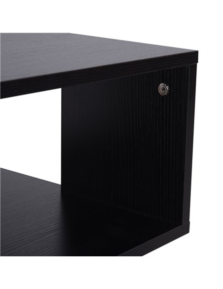 HOMCOM Contemporary Square Coffee Table with 2 Tier Storage Shelves, Wooden Side Table for Living Room, Black 833-619BK - pic 55662 | FastDaddyshop