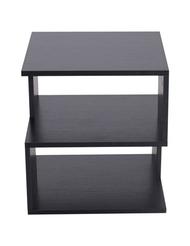 HOMCOM Contemporary Square Coffee Table with 2 Tier Storage Shelves, Wooden Side Table for Living Room, Black 833-619BK