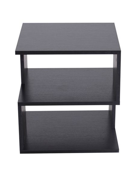 HOMCOM Contemporary Square Coffee Table with 2 Tier Storage Shelves, Wooden Side Table for Living Room, Black 833-619BK - pic 55663 | FastDaddyshop