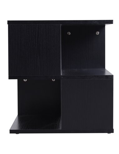 HOMCOM Contemporary Square Coffee Table with 2 Tier Storage Shelves, Wooden Side Table for Living Room, Black 833-619BK