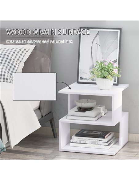 HOMCOM Modern Coffee Table, Square 2-Tier Design with Storage Shelf, for Living Room, White 833-619WT - pic 55668 | FastDaddyshop
