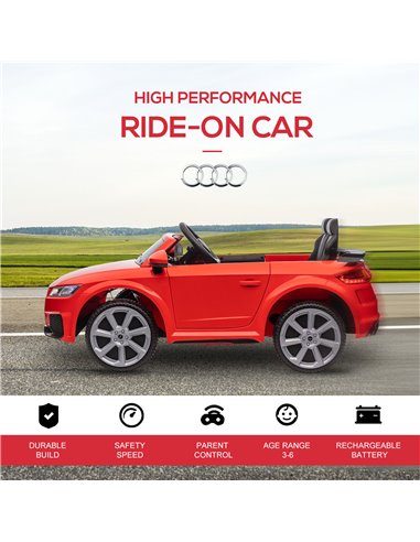 HOMCOM Compatible for 12V Rechargeable Battery Ride On Car w/ Remote Forward Reverse Lights Horn MP3 Player Red w/ Seat Belt Aud