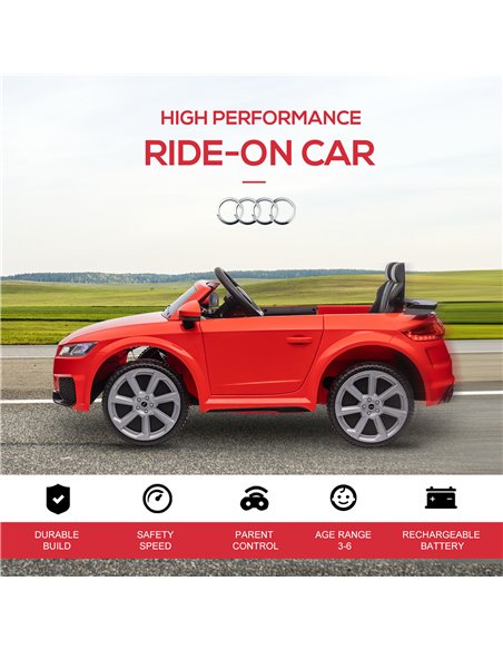 HOMCOM Compatible for 12V Rechargeable Battery Ride On Car w/ Remote Forward Reverse Lights Horn MP3 Player Red w/ Seat Belt Aud - pic 5567 | FastDaddyshop