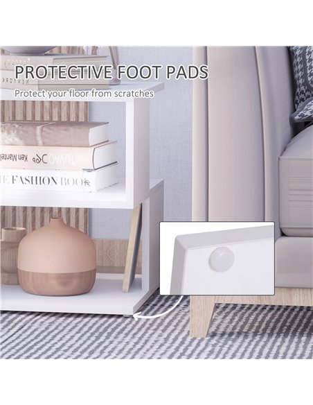 HOMCOM Modern Coffee Table, Square 2-Tier Design with Storage Shelf, for Living Room, White 833-619WT - pic 55670 | FastDaddyshop