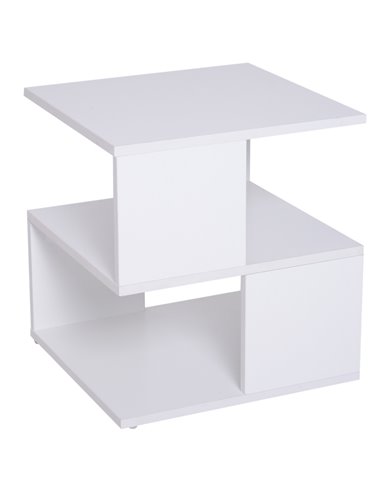 HOMCOM Modern Coffee Table, Square 2-Tier Design with Storage Shelf, for Living Room, White 833-619WT