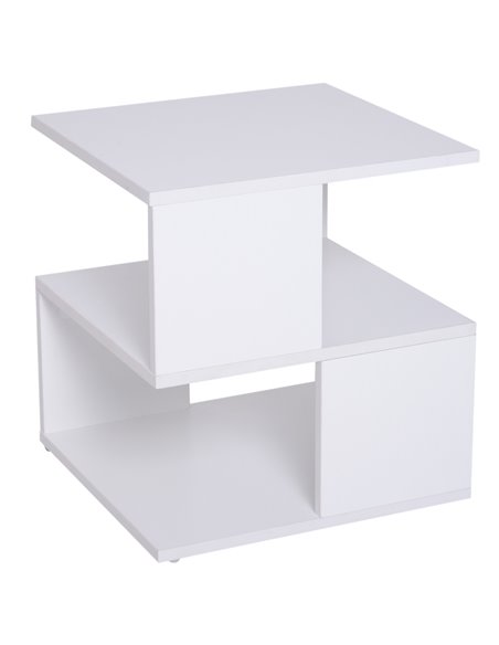 HOMCOM Modern Coffee Table, Square 2-Tier Design with Storage Shelf, for Living Room, White 833-619WT - pic 55671 | FastDaddyshop