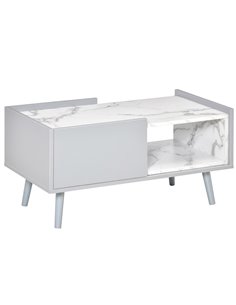 HOMCOM Two-Tone Coffee Table, Modern Marble Effect, Grey - White 839-066BK