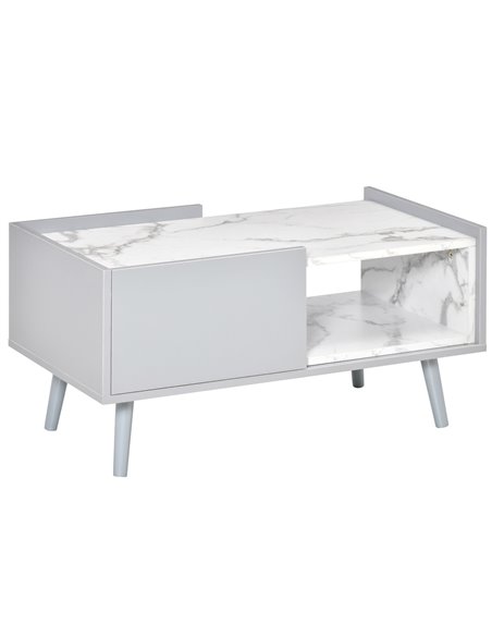 HOMCOM Two-Tone Coffee Table, Modern Marble Effect, Grey - White 839-066BK - pic 55674 | FastDaddyshop