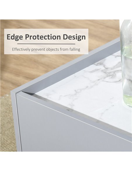 HOMCOM Two-Tone Coffee Table, Modern Marble Effect with Shelf Drawer, Duo Storage Side Table, Wood Legs, Grey - White 839-066BK - pic 55678 | FastDaddyshop