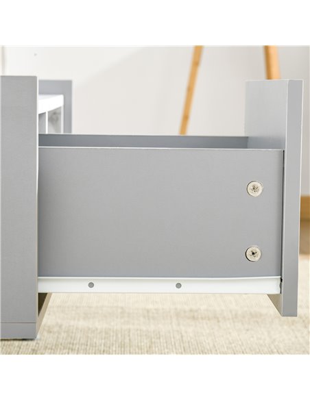 HOMCOM Two-Tone Coffee Table, Modern Marble Effect with Shelf Drawer, Duo Storage Side Table, Wood Legs, Grey - White 839-066BK - pic 55681 | FastDaddyshop