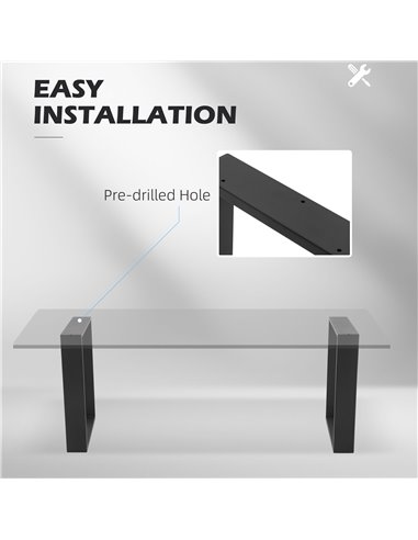 HOMCOM Metal Table Legs Set of 2, Square DIY Furniture Table Legs with Screws and Floor Protectors, Industrial Coffee Table Legs