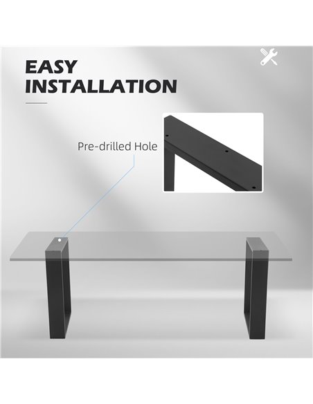 HOMCOM Metal Table Legs Set of 2, Square DIY Furniture Table Legs with Screws and Floor Protectors, Industrial Coffee Table Legs - pic 55686 | FastDaddyshop