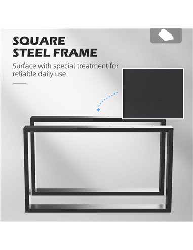 HOMCOM Metal Table Legs Set of 2, Square DIY Furniture Table Legs with Screws and Floor Protectors, Industrial Coffee Table Legs