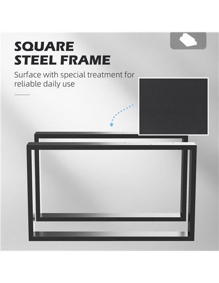 HOMCOM Metal Table Legs Set of 2, Square DIY Furniture Table Legs with Screws and Floor Protectors, Industrial Coffee Table Legs - pic 55688 | FastDaddyshop