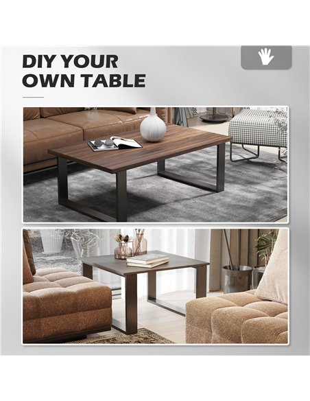 HOMCOM Metal Table Legs Set of 2, Square DIY Furniture Table Legs with Screws and Floor Protectors, Industrial Coffee Table Legs - pic 55689 | FastDaddyshop
