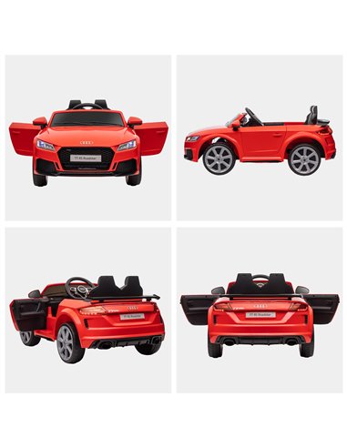 HOMCOM Compatible for 12V Rechargeable Battery Ride On Car w/ Remote Forward Reverse Lights Horn MP3 Player Red w/ Seat Belt Aud