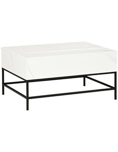 HOMCOM Modern Lifting Coffee Table with Hidden Compartment, Faux Marble White 833-894V80WT
