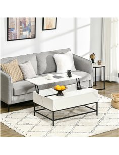 HOMCOM Modern Lifting Coffee Table with Hidden Compartment, Faux Marble White 833-894V80WT 2
