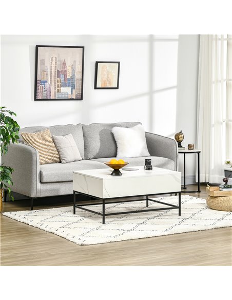 HOMCOM Modern Lifting Coffee Table with Hidden Compartment, Storage Coffee Table for Living Room, Faux Marble White 833-894V80WT - pic 55698 | FastDaddyshop