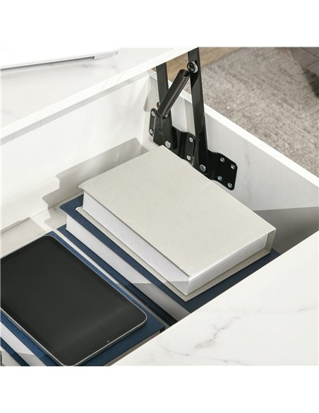 HOMCOM Modern Lifting Coffee Table with Hidden Compartment, Storage Coffee Table for Living Room, Faux Marble White 833-894V80WT - pic 55700 | FastDaddyshop