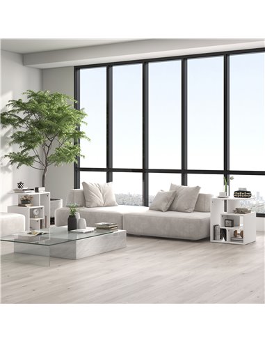 HOMCOM 3 Tier Side Table, End Table with Open Storage Shelves, Coffee Table Organiser for Living Room, Set of 2, White 838-P022