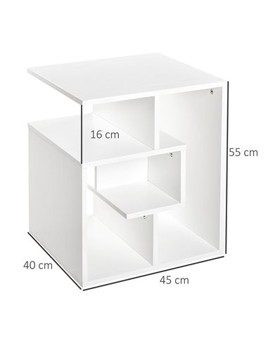 HOMCOM 3 Tier Side Table, End Table with Open Storage Shelves, Coffee Table Organiser for Living Room, Set of 2, White 838-P022