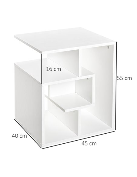 HOMCOM 3 Tier Side Table, End Table with Open Storage Shelves, Coffee Table Organiser for Living Room, Set of 2, White 838-P022 - pic 55703 | FastDaddyshop