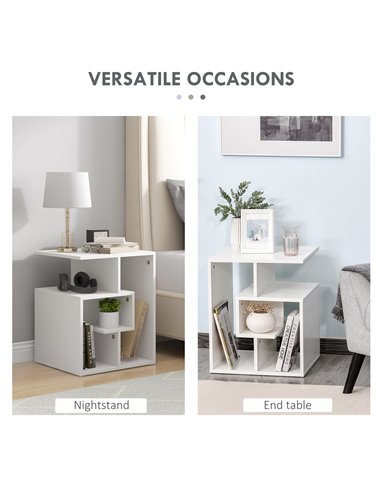 HOMCOM 3 Tier Side Table, End Table with Open Storage Shelves, Coffee Table Organiser for Living Room, Set of 2, White 838-P022