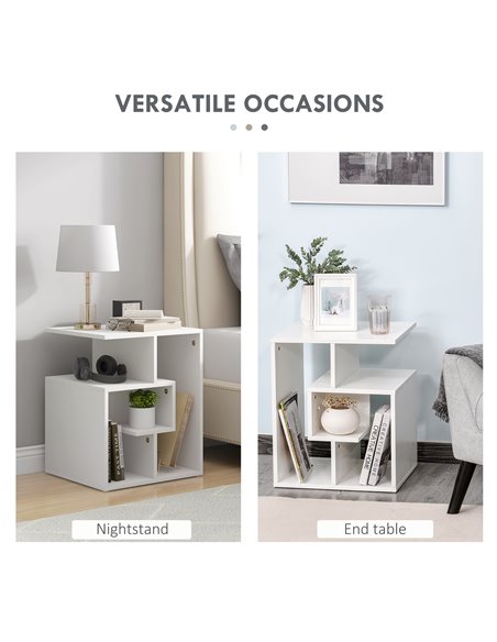 HOMCOM 3 Tier Side Table, End Table with Open Storage Shelves, Coffee Table Organiser for Living Room, Set of 2, White 838-P022 - pic 55706 | FastDaddyshop