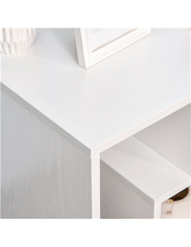 HOMCOM 3 Tier Side Table, End Table with Open Storage Shelves, Coffee Table Organiser for Living Room, Set of 2, White 838-P022