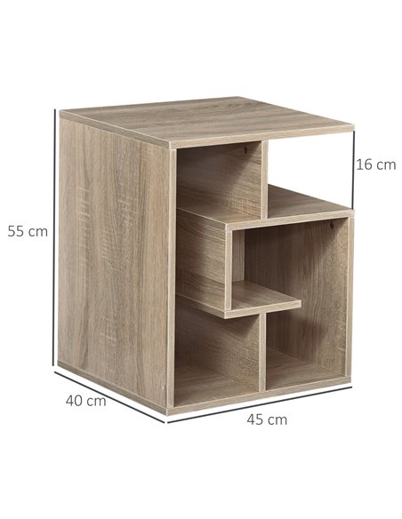 HOMCOM End Table, Set of 2, 3 Tier Side Table with Open Storage Shelves, Oak Colour, Ideal for Living Room & Coffee Table Organi - pic 55712 | FastDaddyshop