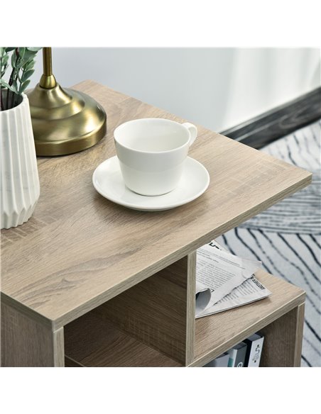 HOMCOM End Table, Set of 2, 3 Tier Side Table with Open Storage Shelves, Oak Colour, Ideal for Living Room & Coffee Table Organi - pic 55716 | FastDaddyshop