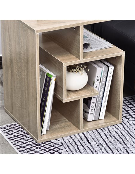 HOMCOM End Table, Set of 2, 3 Tier Side Table with Open Storage Shelves, Oak Colour, Ideal for Living Room & Coffee Table Organi - pic 55717 | FastDaddyshop