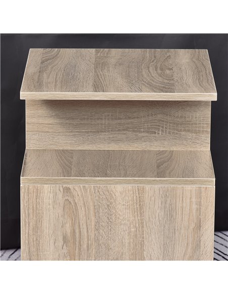 HOMCOM End Table, Set of 2, 3 Tier Side Table with Open Storage Shelves, Oak Colour, Ideal for Living Room & Coffee Table Organi - pic 55718 | FastDaddyshop