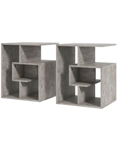 HOMCOM Set of 2, End Table, Coffee Table Organiser, Cement Colour 838-P020