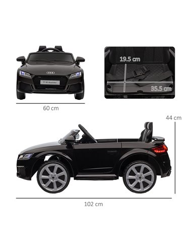 HOMCOM Compatible for 12V Rechargeable Battery Ride On Car w/ Remote Forward Reverse Lights Horn MP3 Player Black w/ Seat Belt A