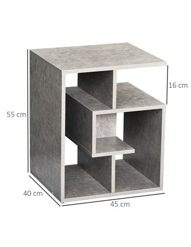 HOMCOM 3 Tier Side Table, Open Storage Shelves End Table, Coffee Table Organiser for Living Room, Set of 2, Cement Colour 838-P0