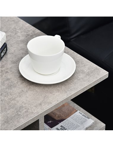 HOMCOM 3 Tier Side Table, Open Storage Shelves End Table, Coffee Table Organiser for Living Room, Set of 2, Cement Colour 838-P0