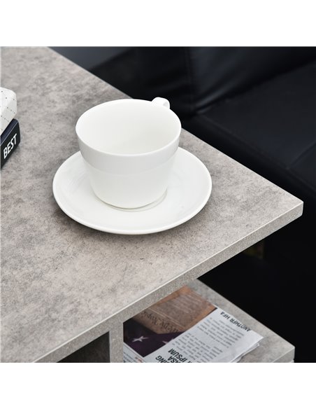 HOMCOM 3 Tier Side Table, Open Storage Shelves End Table, Coffee Table Organiser for Living Room, Set of 2, Cement Colour 838-P0 - pic 55725 | FastDaddyshop