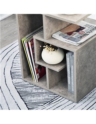 HOMCOM 3 Tier Side Table, Open Storage Shelves End Table, Coffee Table Organiser for Living Room, Set of 2, Cement Colour 838-P0