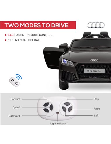 HOMCOM Compatible for 12V Rechargeable Battery Ride On Car w/ Remote Forward Reverse Lights Horn MP3 Player Black w/ Seat Belt A