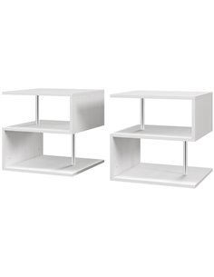 HOMCOM Set of 2 S-Shape Cube Coffee Table, White 833-P063