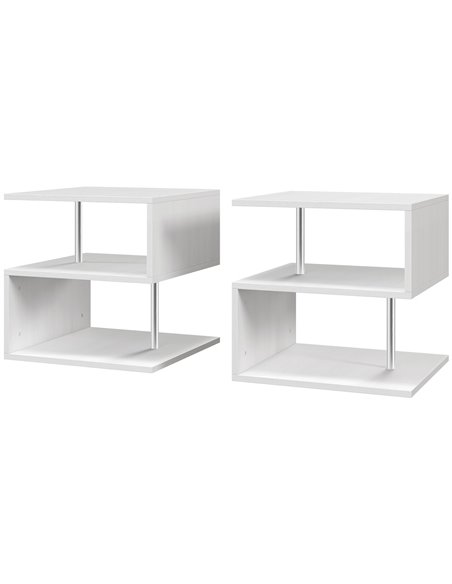 HOMCOM Set of 2 S-Shape Cube Coffee Table, White 833-P063 - pic 55746 | FastDaddyshop