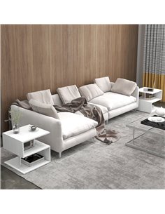 HOMCOM Set of 2 S-Shape Cube Coffee Table, White 833-P063 2