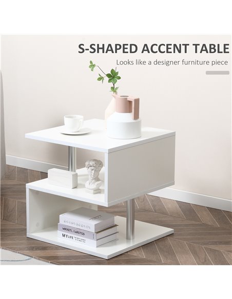 HOMCOM S Shape Cube Coffee Table, Wooden 2 Tier Storage Shelves Organizer, Office Bookcase, Living Room End Desk Stand Display,  - pic 55749 | FastDaddyshop