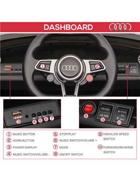 HOMCOM Compatible for 12V Rechargeable Battery Ride On Car w/ Remote Forward Reverse Lights Horn MP3 Player Black w/ Seat Belt A - pic 5576 | FastDaddyshop