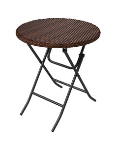 Outsunny Foldable PE Rattan Outdoor Coffee Table, Mixed Brown 867-216V00MB
