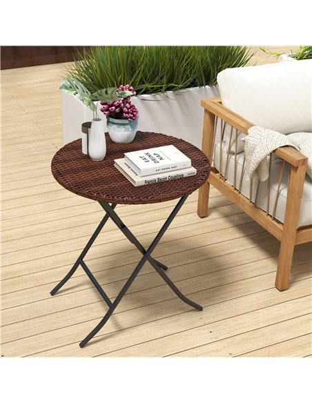 Outsunny Foldable PE Rattan Outdoor Coffee Table, Mixed Brown 867-216V00MB - pic 55765 | FastDaddyshop
